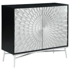 Other Accent Cabinet In Silver Sunburst Design Finish