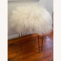 TOV Sheepskin Stool With Hairpin Legs