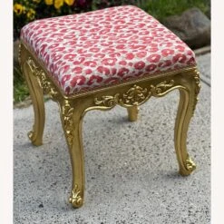 Other Louis XV Gold Leaf Bench Stool Ottoman Snow Leo