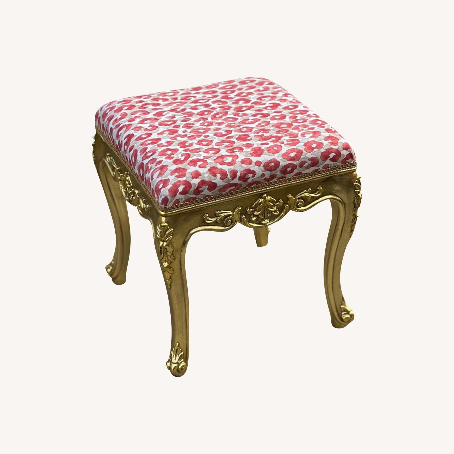 Other Louis XV Gold Leaf Bench Stool Ottoman Snow Leo 2 Other Louis XV Gold Leaf Bench Stool Ottoman Snow Leo - Image 2