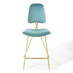 Other Modern Bar Stool In Sea Blue Performance Velvet -Othee Home Shop 1500 1500 frame 0 1459