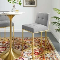 Other Modern Bar Stool In Light Gray Fabric & Gold Base -Othee Home Shop 1500 1500 frame 0 1475
