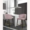 Other Counter Stool In Pink Velvet W/ Shell-Shaped Back