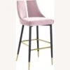 Other Bar Height Stool In Pink Velvet & Matte Black Legs