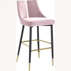 Other Bar Height Stool In Pink Velvet & Matte Black Legs