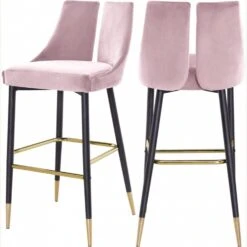 Other Bar Height Stool In Pink Velvet & Matte Black Legs -Othee Home Shop 1500 1500 frame 0 1571