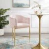 Other Counter Stool In Pink Velvet With Dense Foam Padding