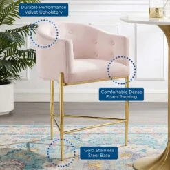 Other Counter Stool In Pink Velvet With Dense Foam Padding -Othee Home Shop 1500 1500 frame 0 1592