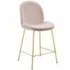 Other Counter Stool In Pink Velvet Polyester Upholstery
