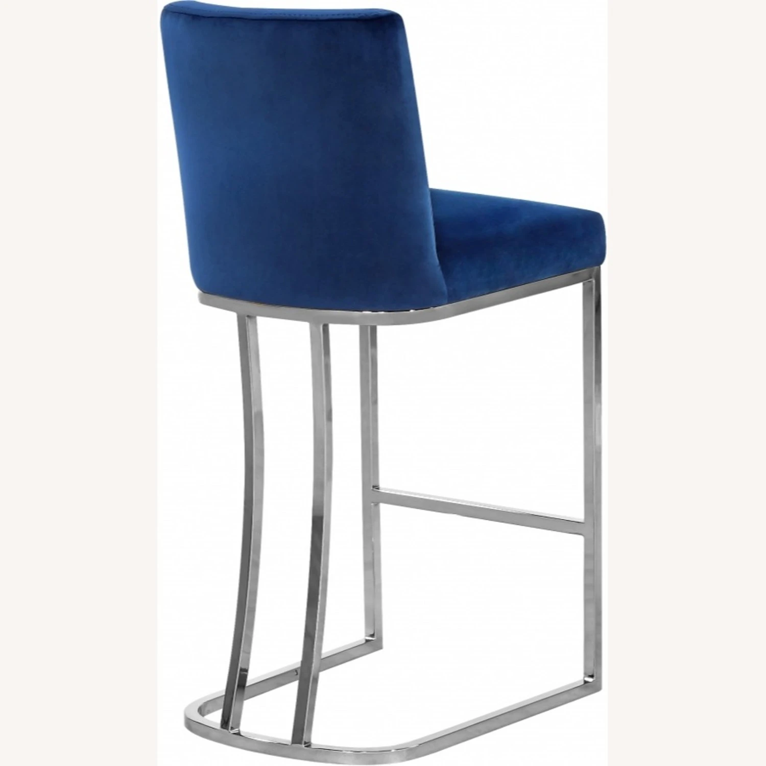 Other Counter Stool In Navy Velvet W/ Sleek Chrome Base 2 Other Counter Stool In Navy Velvet W/ Sleek Chrome Base - Image 2