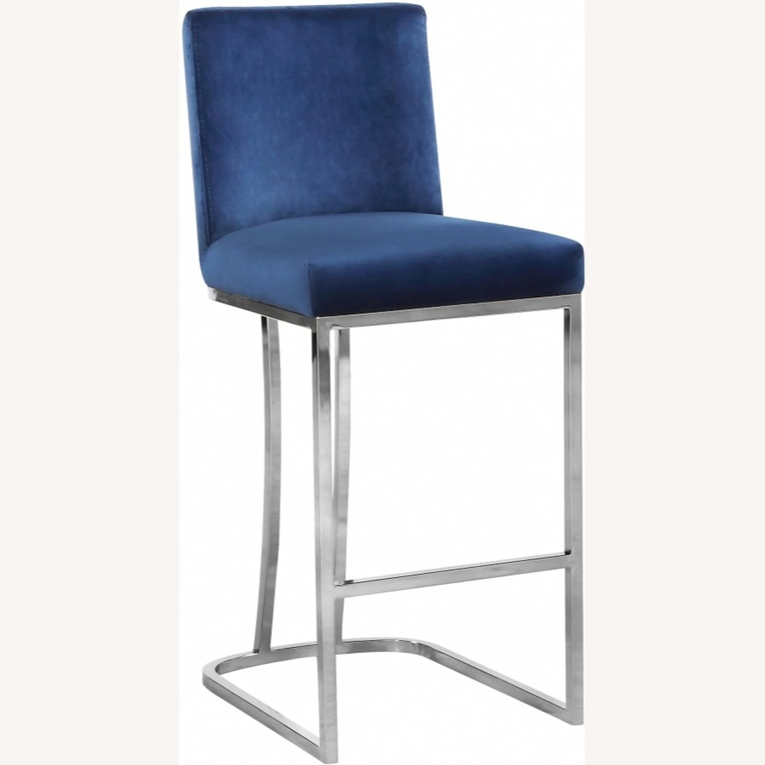 Other Counter Stool In Navy Velvet W/ Sleek Chrome Base 3 Other Counter Stool In Navy Velvet W/ Sleek Chrome Base - Image 3