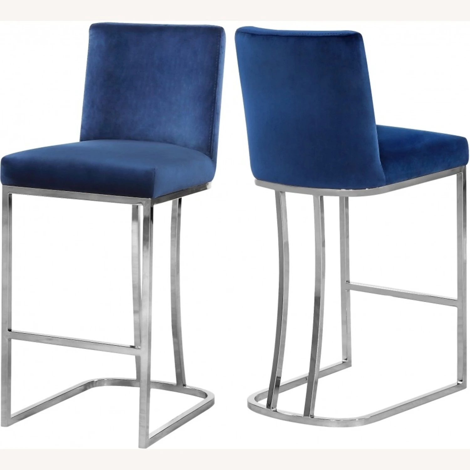 Other Counter Stool In Navy Velvet W/ Sleek Chrome Base 5 Other Counter Stool In Navy Velvet W/ Sleek Chrome Base - Image 5