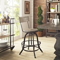 Other Bar Stool In Brown Pine Wood W/ Metal Frame Finish -Othee Home Shop 1500 1500 frame 0 1681