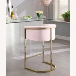 Other Counter Stool In Pink Velvet W/ Gold Steel Base