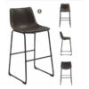 Other Retro Style Barstool In Brown Leatherette W/ Black Metal Frame