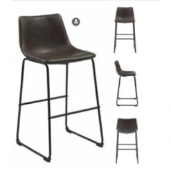 Other Retro Style Barstool In Brown Leatherette W/ Black Metal Frame