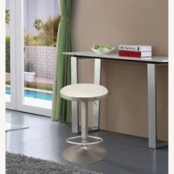 Other Adjustable Stool In White Faux Leather Upholstery -Othee Home Shop 1500 1500 frame 0 1790