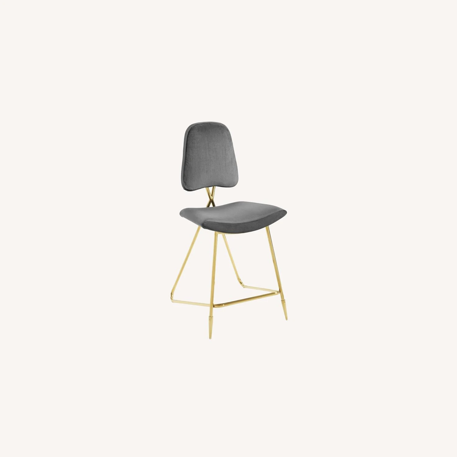 Other Counter Stool In Gray Velvet W/ Sleek Gold Base 2 Other Counter Stool In Gray Velvet W/ Sleek Gold Base - Image 2