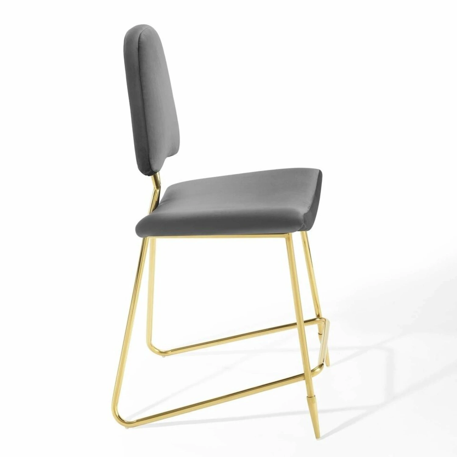 Other Counter Stool In Gray Velvet W/ Sleek Gold Base 3 Other Counter Stool In Gray Velvet W/ Sleek Gold Base - Image 3