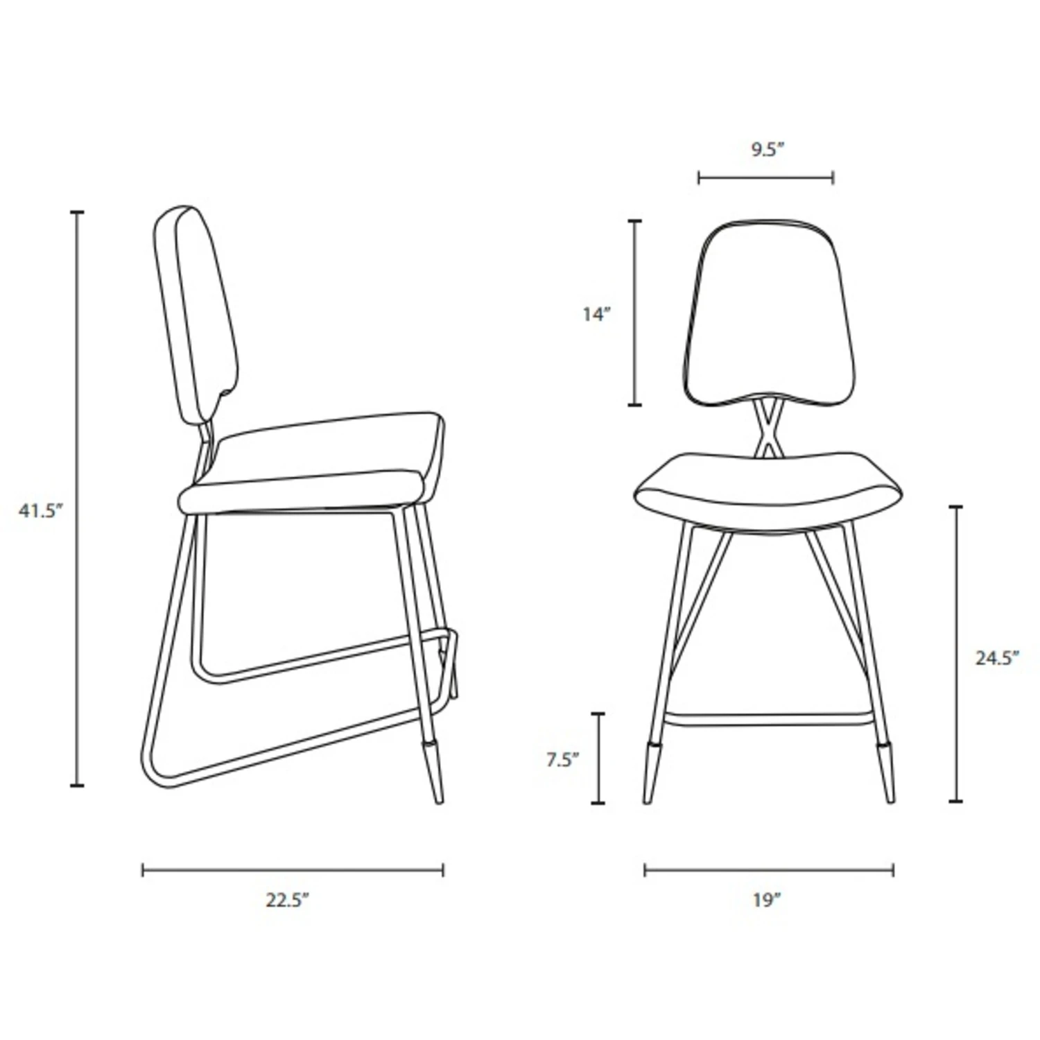 Other Counter Stool In Gray Velvet W/ Sleek Gold Base 7 Other Counter Stool In Gray Velvet W/ Sleek Gold Base - Image 7