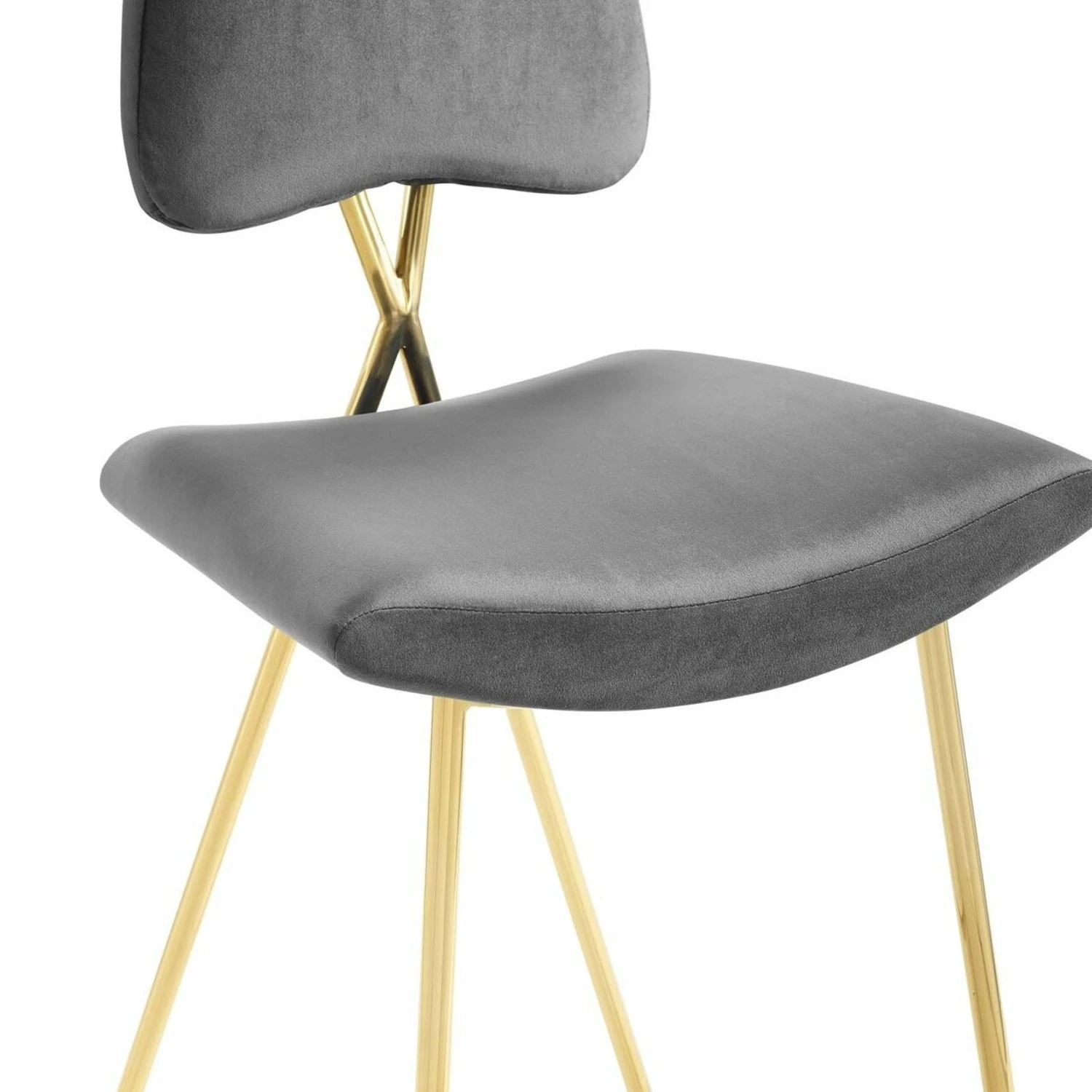 Other Counter Stool In Gray Velvet W/ Sleek Gold Base 9 Other Counter Stool In Gray Velvet W/ Sleek Gold Base - Image 9