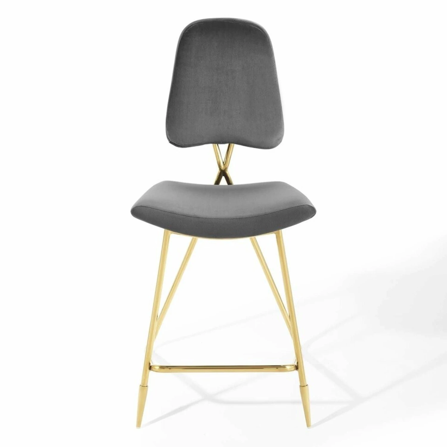 Other Counter Stool In Gray Velvet W/ Sleek Gold Base 10 Other Counter Stool In Gray Velvet W/ Sleek Gold Base - Image 10