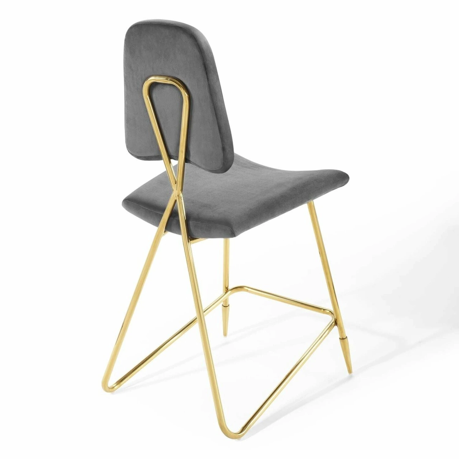 Other Counter Stool In Gray Velvet W/ Sleek Gold Base 11 Other Counter Stool In Gray Velvet W/ Sleek Gold Base - Image 11