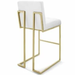 Other Bar Stool In Tufted White Fabric W/Gold Steel Base