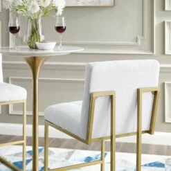 Other Bar Stool In Tufted White Fabric W/Gold Steel Base -Othee Home Shop 1500 1500 frame 0 1942