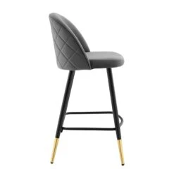 Other Counter Stool In Gray Velvet W/ Diamond Patterns