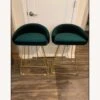 Other Set Of Two Green Velvet And Brass Stool Chairs