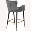 Other Counter Stool In Grey Velvet W/ Channel Tuftings