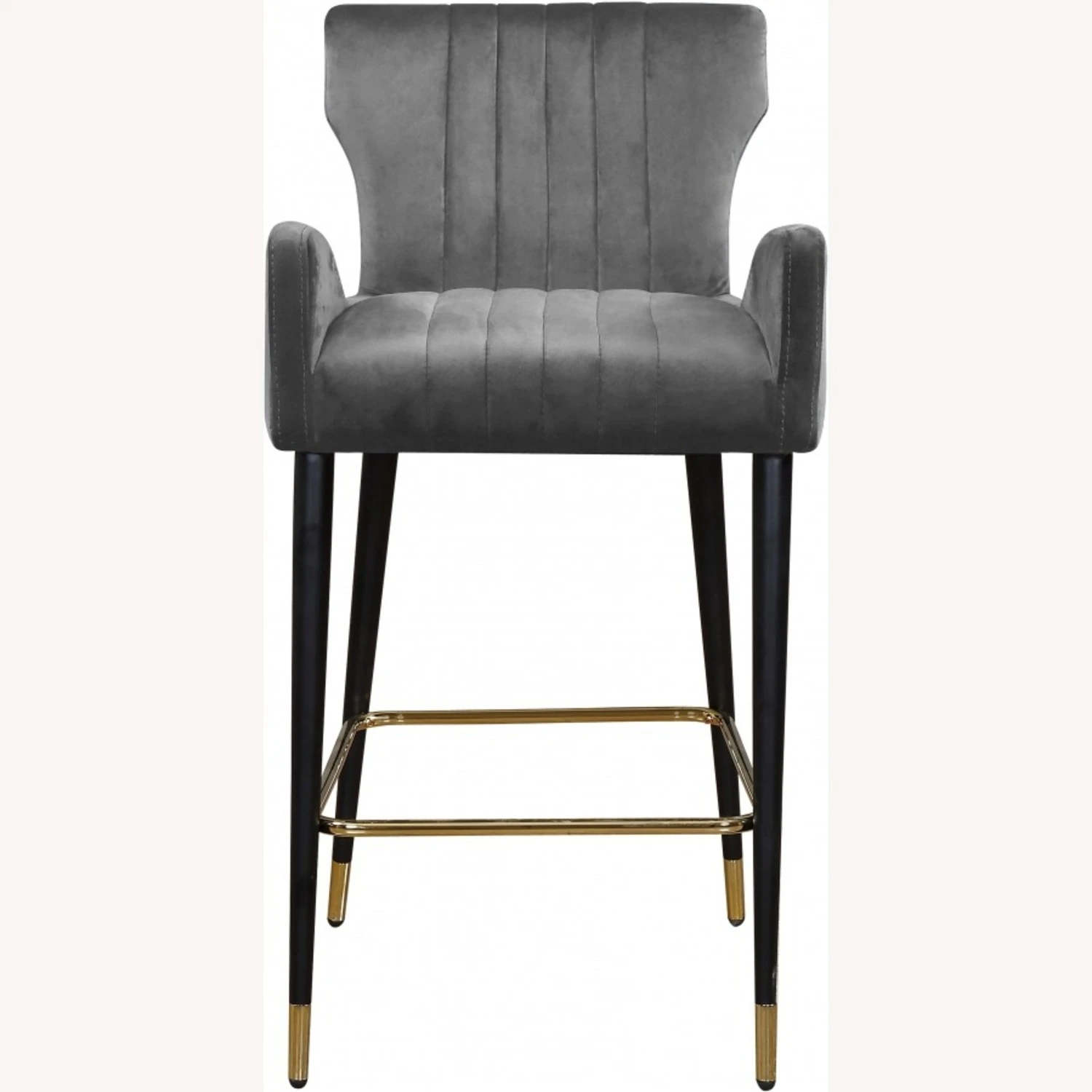 Other Counter Stool In Grey Velvet W/ Channel Tuftings 3 Other Counter Stool In Grey Velvet W/ Channel Tuftings - Image 3