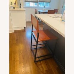 Pottery Barn Hardy Tan Leather Counter Stool