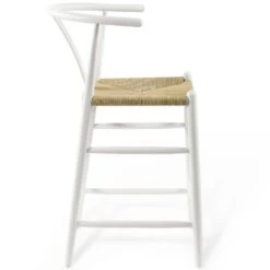 Other Counter Stool In White With Woven Paper Rope Seat