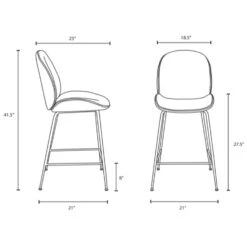 Other Counter Stool In Gray Polyester Fabric & Gold Legs