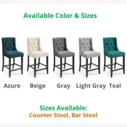 Other Bar Stool In Beige Polyester Fabric W/Sleek Curves