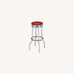 Other Swivel Bar Stool In Red Leatherette & Chrome Base