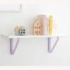 Pottery Barn White Shelf With Lavender Metal Brackets