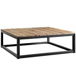 Natural Brown Wood Square Coffee Table
