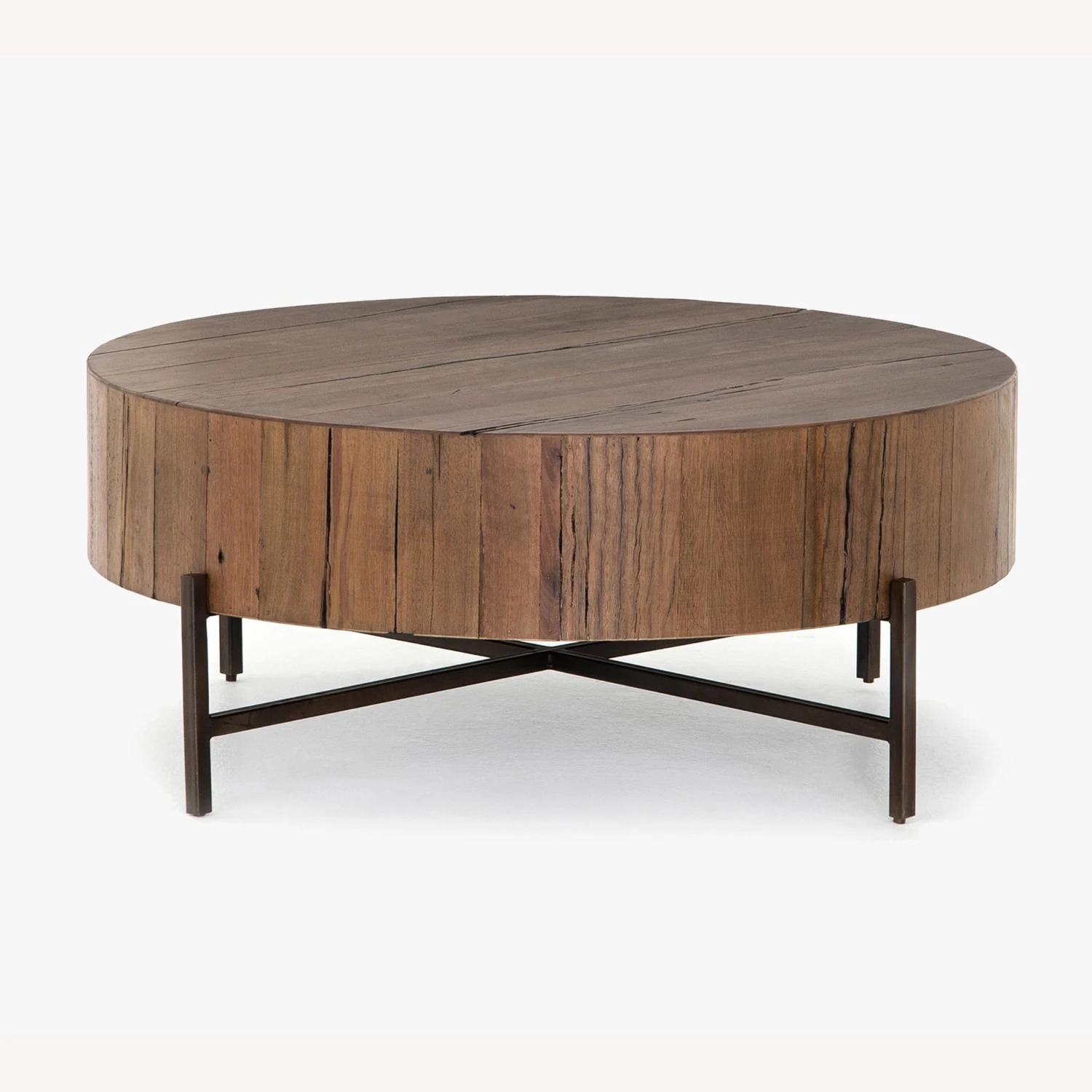 Pottery Barn Fargo Round Reclaimed Wood Coffee Table 2 Pottery Barn Fargo Round Reclaimed Wood Coffee Table - Image 2