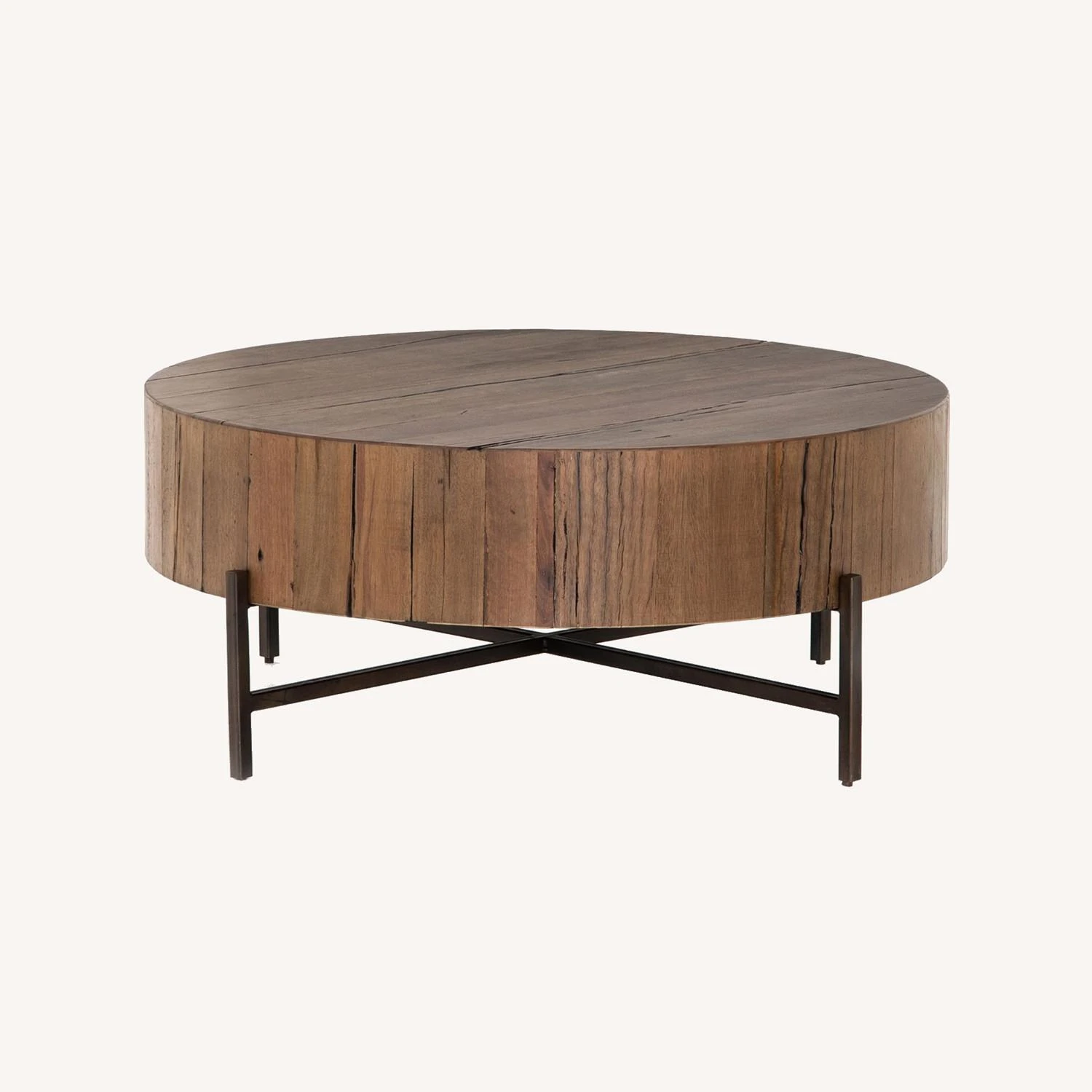 Pottery Barn Fargo Round Reclaimed Wood Coffee Table 4 Pottery Barn Fargo Round Reclaimed Wood Coffee Table - Image 4