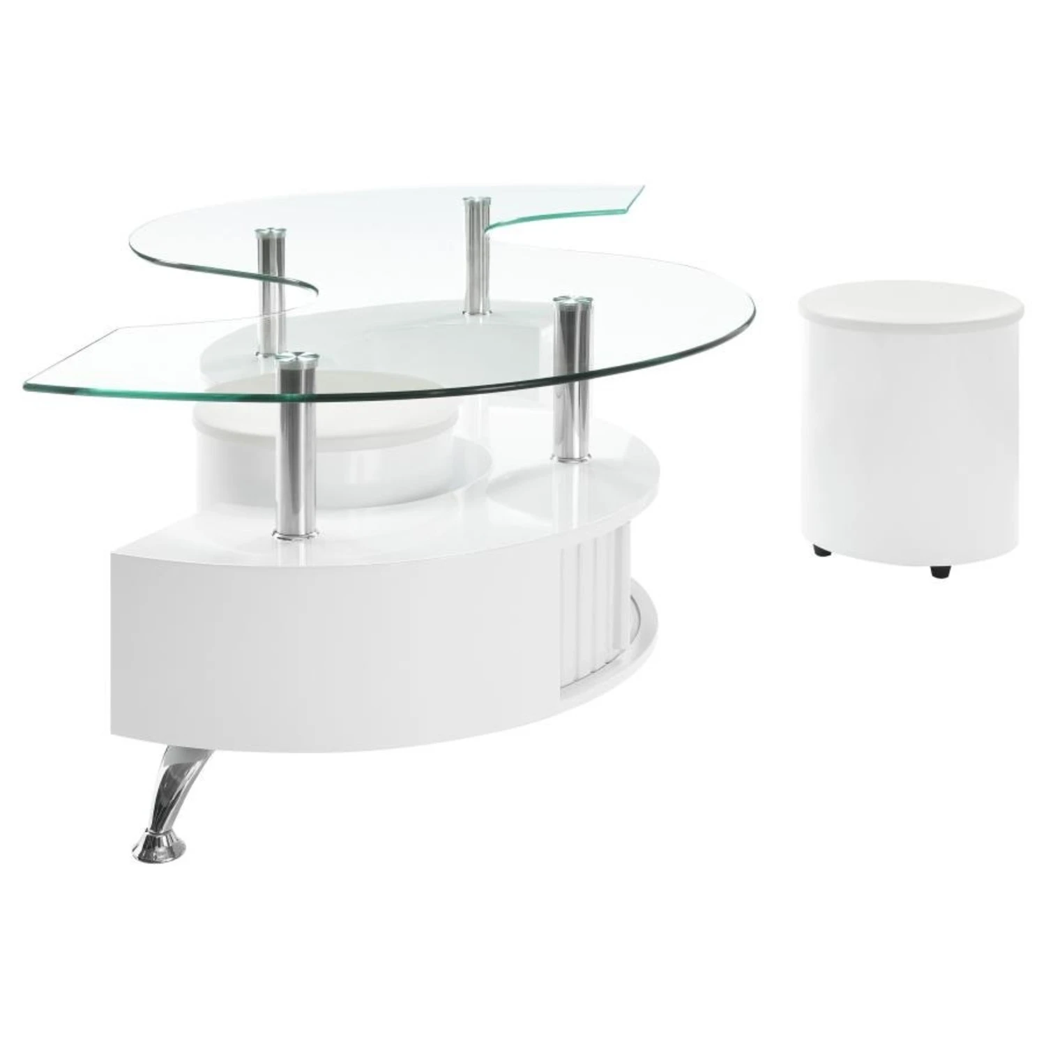 Other Coffee Table In White High Gloss With Curved Glass 4 Other Coffee Table In White High Gloss With Curved Glass - Image 4