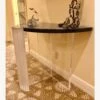 Fluted Frosted Entrance Table Marble Half Moon Top