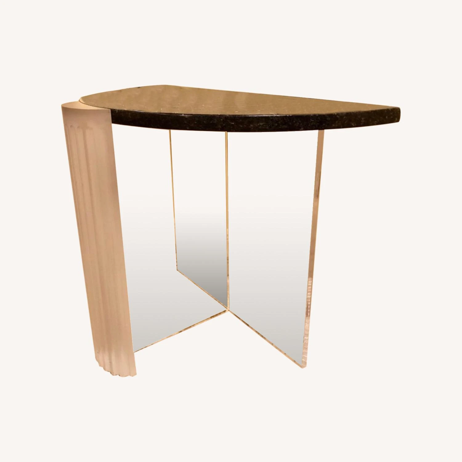 Fluted Frosted Entrance Table Marble Half Moon Top 2 Fluted Frosted Entrance Table Marble Half Moon Top - Image 2