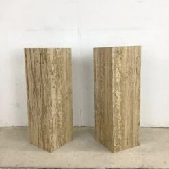 Pair Vintage Modern Faux Stone Display Pedestals