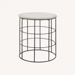 Other Accent Table In White & Gray Top With Gunmetal Base