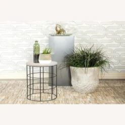 Other Accent Table In White & Gray Top With Gunmetal Base 12 Other Accent Table In White & Gray Top With Gunmetal Base -Othee Home Shop 1500 1500 frame 0 3022