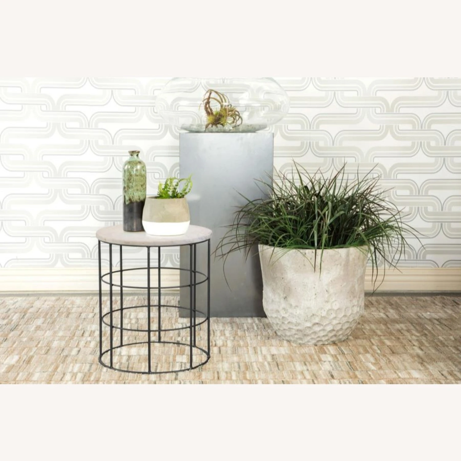 Other Accent Table In White & Gray Top With Gunmetal Base 5 Other Accent Table In White & Gray Top With Gunmetal Base - Image 5