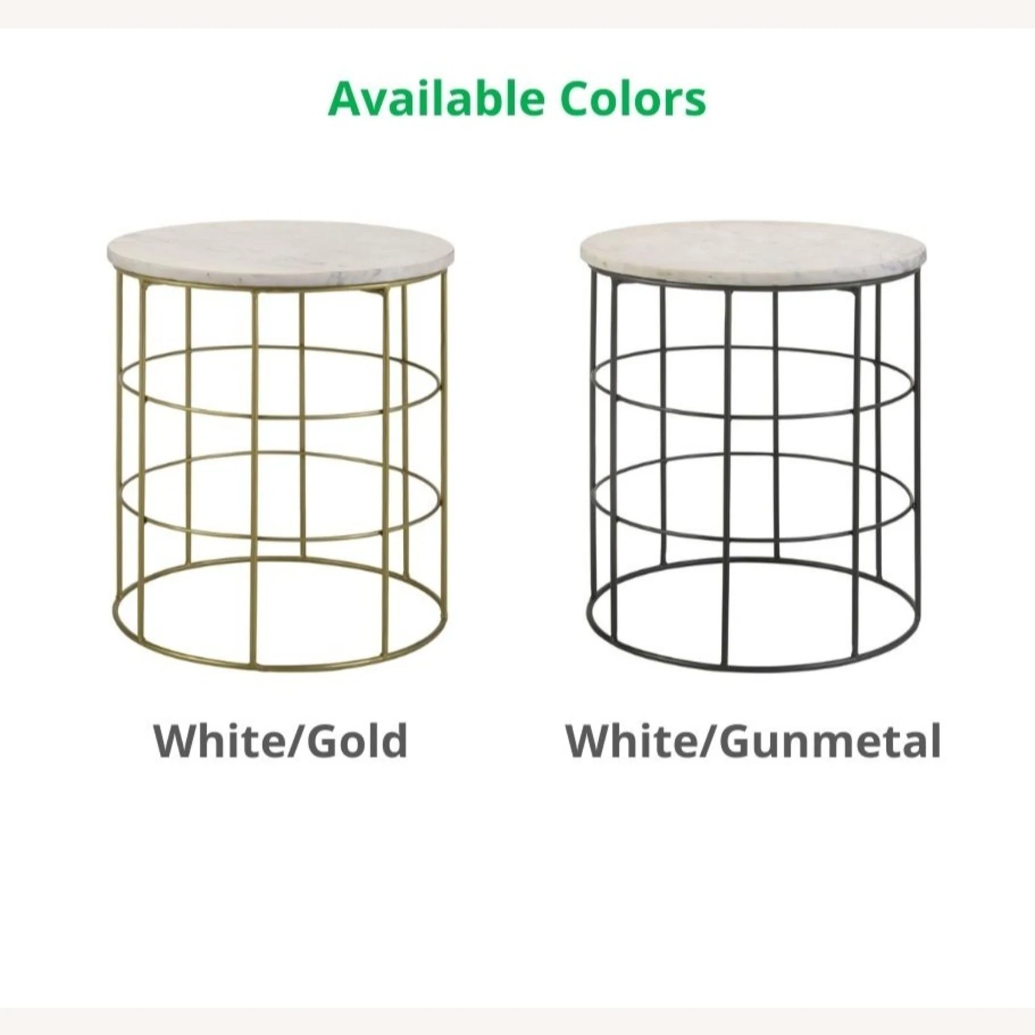 Other Accent Table In White & Gray Top With Gunmetal Base 6 Other Accent Table In White & Gray Top With Gunmetal Base - Image 6